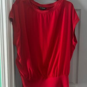 Express Red Short Sleeve Blouson Top